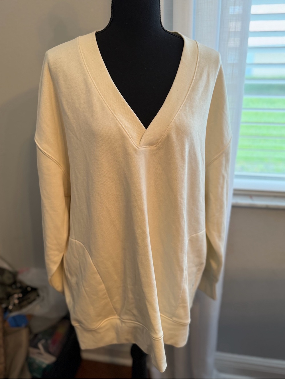 Champion Cream V-Neck Women's Sweatshirt